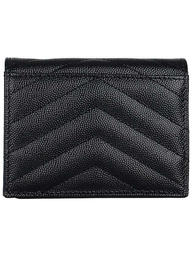 Monogram Caviar Leather Flap Card Wallet Black - SAINT LAURENT - BALAAN 5