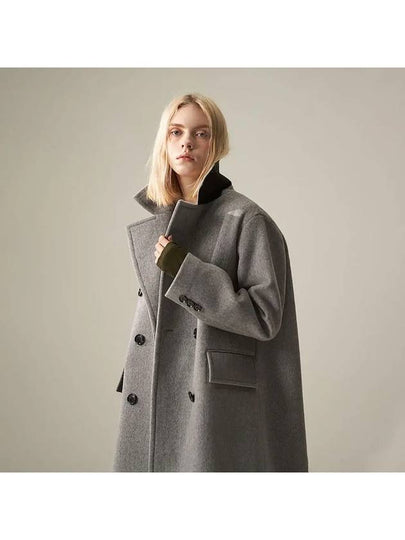 005 Gray Double Breasted Middle Coat - VOYONN - BALAAN 2