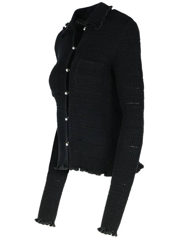 Lanvin 'Ribbed' Black Cotton Cardigan - LANVIN - BALAAN 2