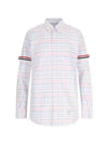 Men's Plaid Three Stripes Armband Oxford Long Sleeve Shirt Light Pink - THOM BROWNE - BALAAN 2