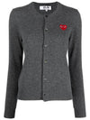 Women's Red Heart Logo Knit Wool Cardigan Gray P1N007 - COMME DES GARCONS - BALAAN 1