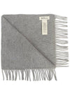 Small Solid Merino Wool Muffler Grey - MULBERRY - BALAAN 5