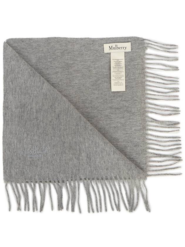 Small Solid Merino Wool Muffler Grey - MULBERRY - BALAAN 5