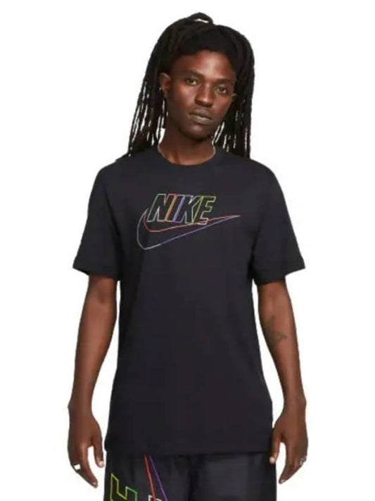 Sportswear Logo Print Club Short Sleeve T-Shirt Black - NIKE - BALAAN 2