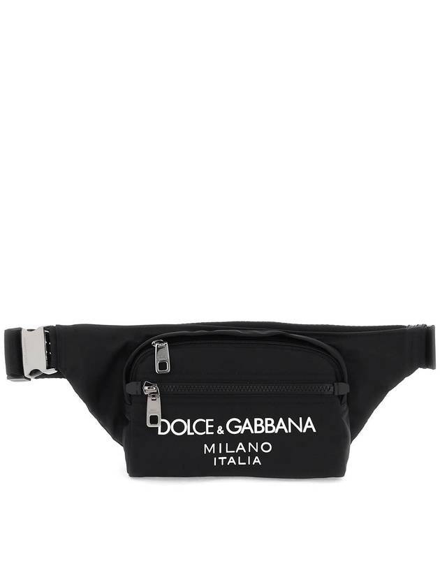 Logo Rubberized Nylon Small Belt Bag Black - DOLCE&GABBANA - BALAAN 2