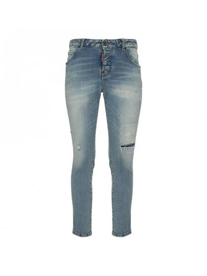 Distressed Cool Girl Skinny Jeans Light Blue - DSQUARED2 - BALAAN 2