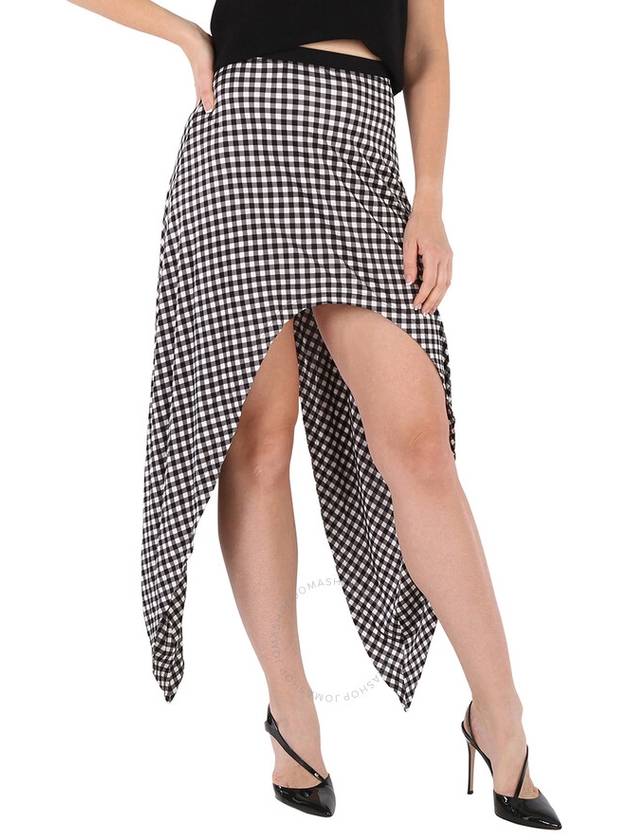 Gingham Check Bag Tie Unbalanced Skirt Black - BURBERRY - BALAAN 2