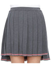 Full Needle Stitch Merino Wool Tipping Pleated Skirt Grey - THOM BROWNE - BALAAN 7