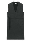 Women's V-Neck Sleeveless Midi Dress Charcoal Grey - LACOSTE - BALAAN 1