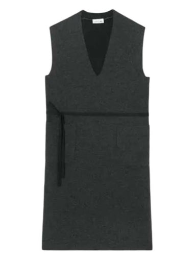 Women s V neck sleeveless dress charcoal gray - LACOSTE - BALAAN 1