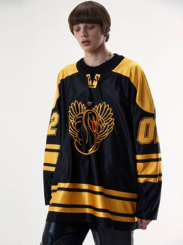 Hockey Swan Long Sleeve Jersey Black - MSKN2ND - BALAAN 2