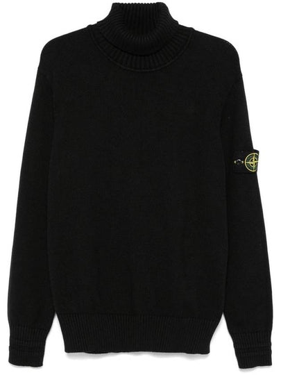 Logo Badge Turtleneck Sweatshirt Black - STONE ISLAND - BALAAN 2