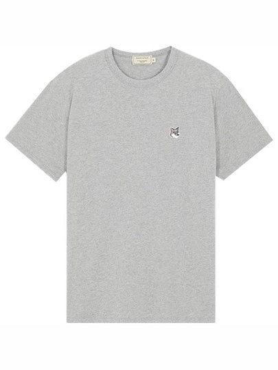 Grey Fox Head Patch Classic Short Sleeve T-Shirt Grey Melange - MAISON KITSUNE - BALAAN 2