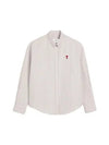 De Coeur Small Heart Logo Striped Long Sleeve Shirt Cream - AMI - BALAAN 2