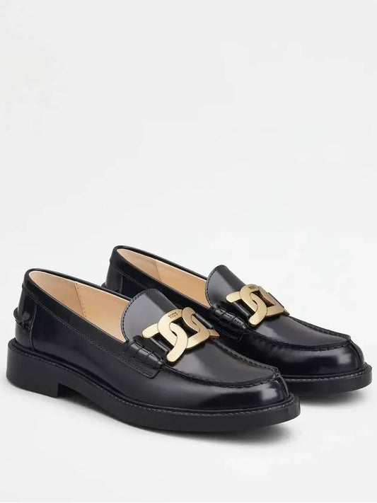 Brushed Leather Chain Loafers Black - TOD'S - BALAAN 2
