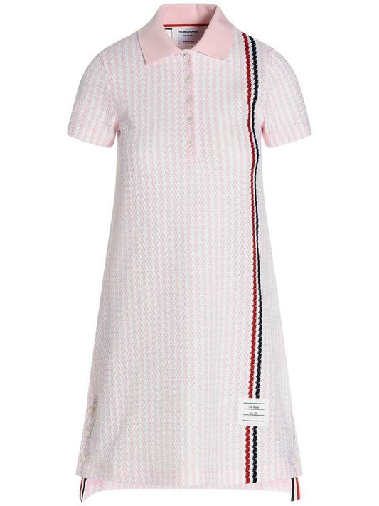 Polo Cotton Stripe Midi Dress - THOM BROWNE - BALAAN 1