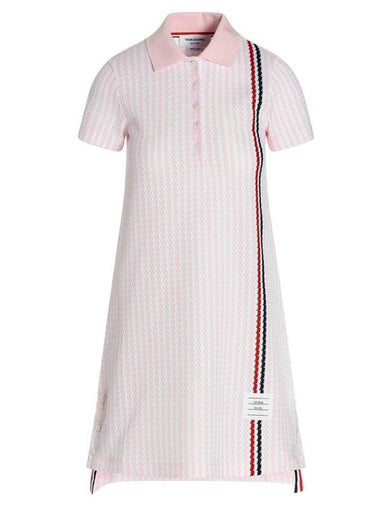 Cotton Stripe Polo Midi Dress White Pink - THOM BROWNE - BALAAN 1