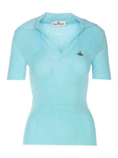 Marina Polo Knit Top Blue - VIVIENNE WESTWOOD - BALAAN 2