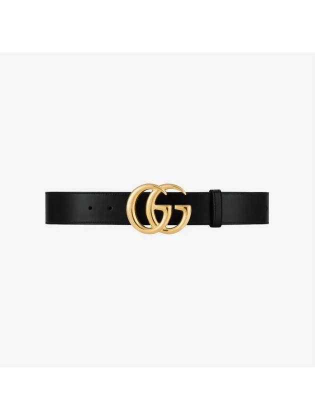 Double G Buckle Leather Belt Black - GUCCI - BALAAN 3