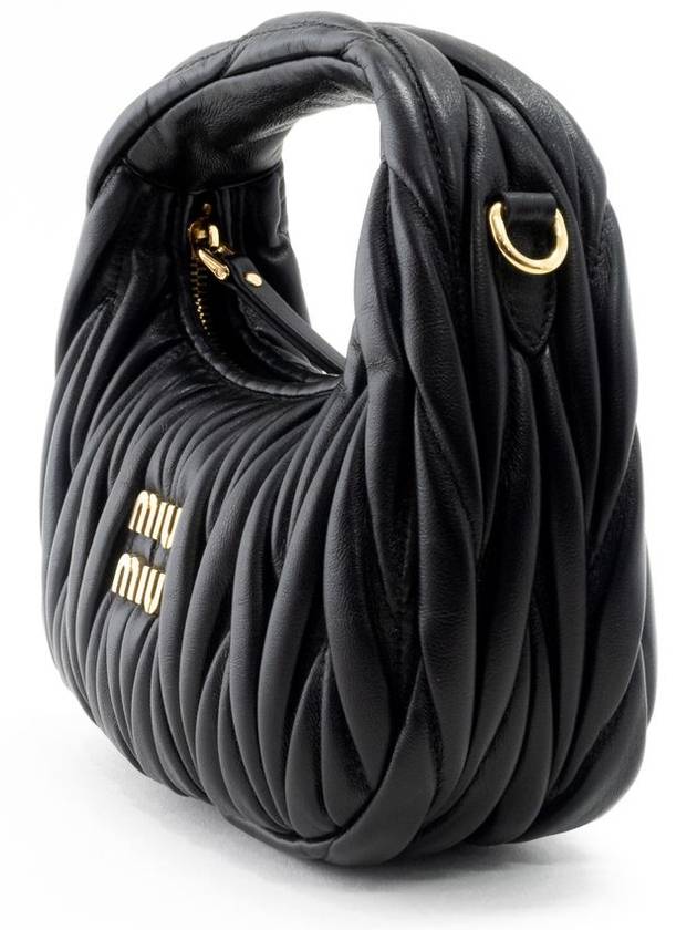 Wander Matelasse Nappa Leather Hobo Mini Bag Black - MIU MIU - BALAAN 2