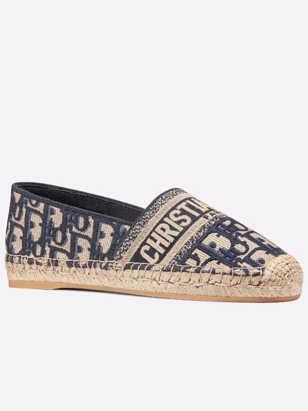 Granville Oblique Embroidered Cotton Espadrilles Blue - DIOR - BALAAN.