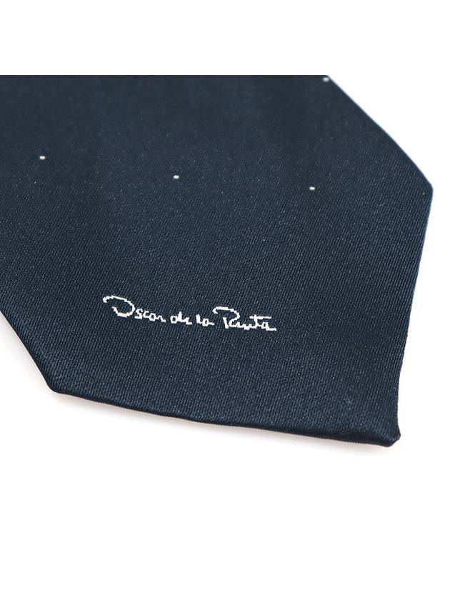 Navy polyester dot pattern tie - OSCAR DE LA RENTA - BALAAN 6