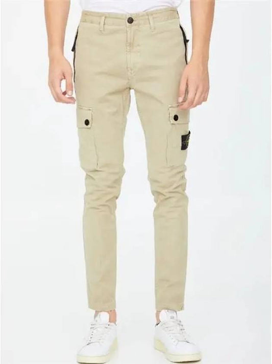 Wappen Patch Slim Fit Straight Pants Beige - STONE ISLAND - BALAAN 2