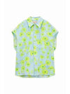 Floral Printing Short Sleeve Shirt Aqua Marine - MARNI - BALAAN 2