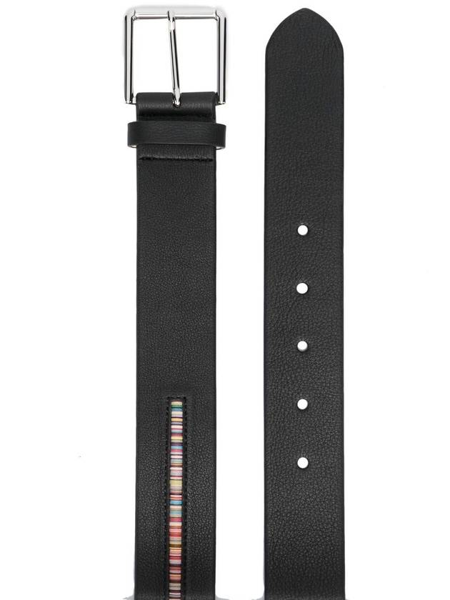 Signature Striped Leather Belt Black - PAUL SMITH - BALAAN 3