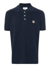 Fox Head Patch Cotton Polo Shirt Blue - MAISON KITSUNE - BALAAN 2