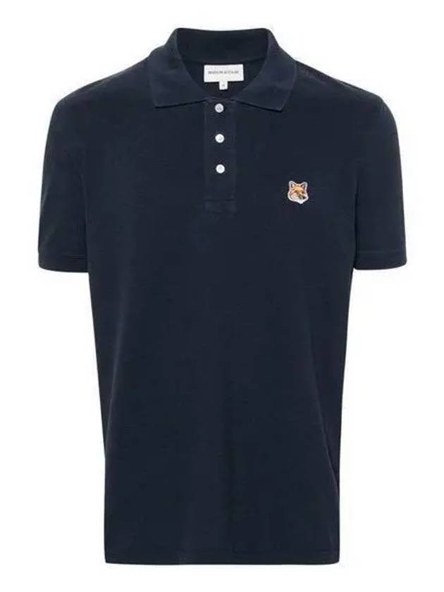 Fox Head Patch Cotton Polo Shirt Blue - MAISON KITSUNE - BALAAN 2