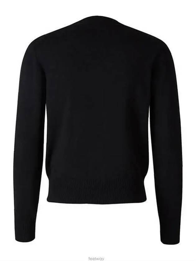 Red Heart Logo Merino Wool Cardigan Black - AMI - BALAAN 3