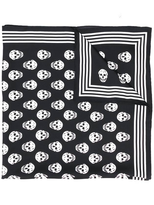 Skull Print Silk Scarf Black - ALEXANDER MCQUEEN - BALAAN 2