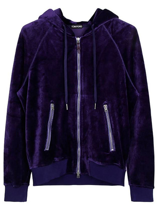 Purple toweling terry hooded zip up jacket JDL008 JMV009F23 GV786 - TOM FORD - BALAAN 1