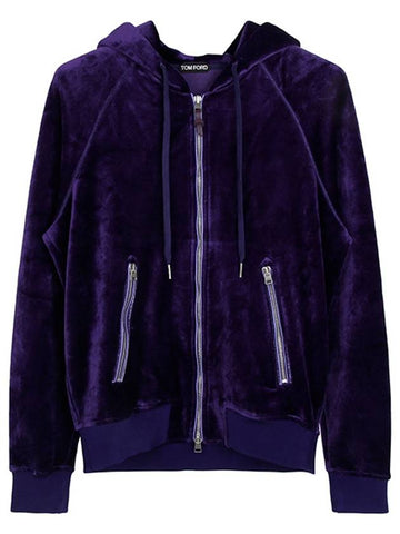 Toweling Terry Zip-Up Hoodie Purple - TOM FORD - BALAAN 1