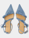 Denim Multi Bow Pointy Cut Out Ballerina Blue - GANNI - BALAAN 4