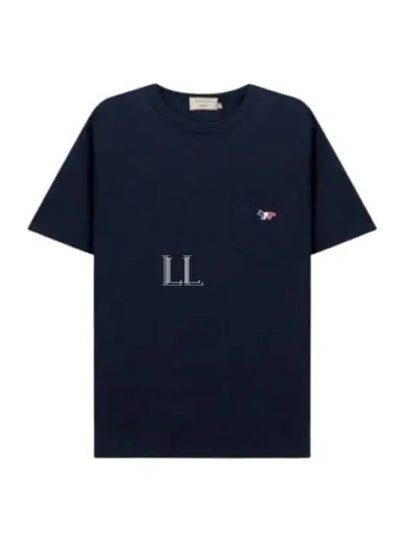 Tricolor Fox Patch Classic Pocket Short Sleeve T-Shirt Navy - MAISON KITSUNE - BALAAN 2