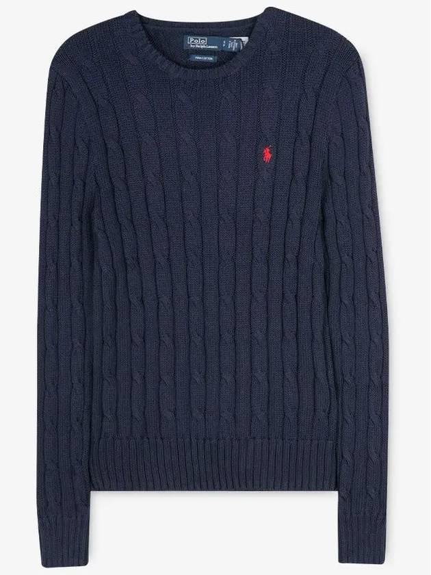 Embroidered Logo Pony Cable Knit Top Navy - POLO RALPH LAUREN - BALAAN 3