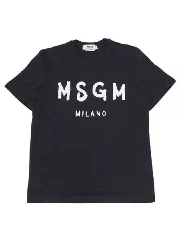 Brushed Logo Short Sleeve T-Shirt Black - MSGM - BALAAN 2