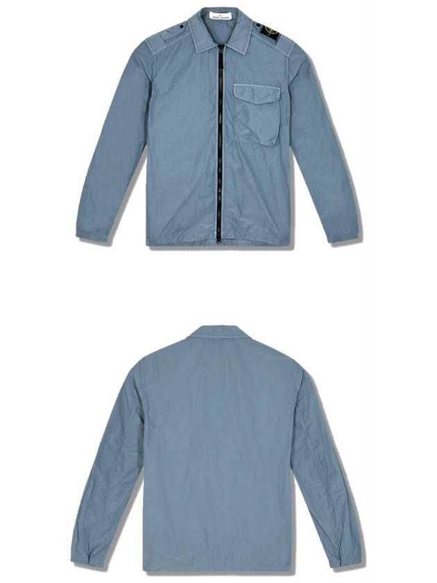 Men's Naslan Pocket Shirt Collar Zip-Up Jacket Blue - STONE ISLAND - BALAAN 5