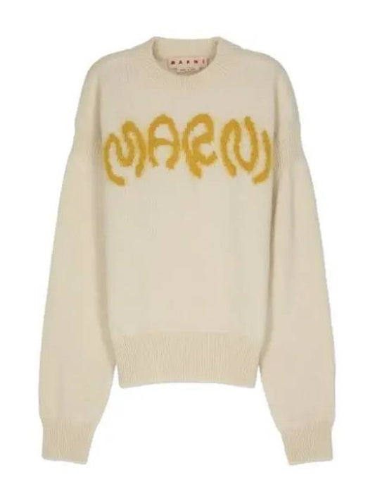 Round neck sweater stone white knit - MARNI - BALAAN 1