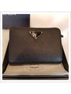 Small Saffiano Leather Half Wallet Black - PRADA - BALAAN 3