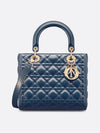 Lady Glossy Cannage Medium Calfskin Tote Bag Blue - DIOR - BALAAN 2