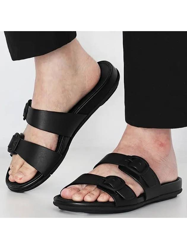 Gracie Buckle To Bar Leather Slippers Black - FITFLOP - BALAAN 2