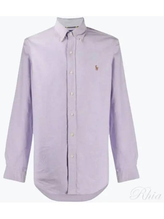 Embroidered Pony Logo Oxford Long Sleeve Shirt Thistle - POLO RALPH LAUREN - BALAAN 2