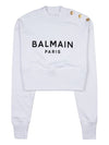 Logo Print Crop Sweatshirt White - BALMAIN - BALAAN 2