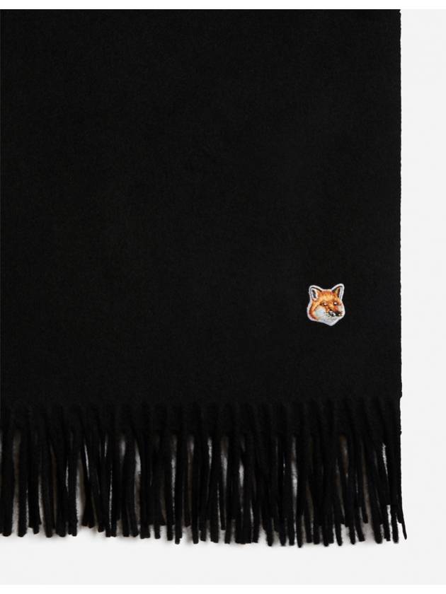 Small Fox Head Patch Wool Muffler Black - MAISON KITSUNE - BALAAN 3