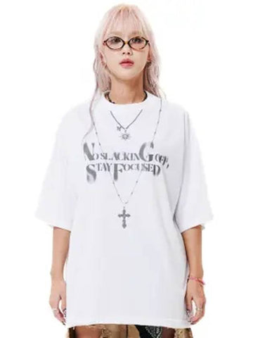 Cocan Butter Oversized Hip Hop Graphics Short Sleeve T-Shirt White - HOLY NUMBER 7 - BALAAN 1