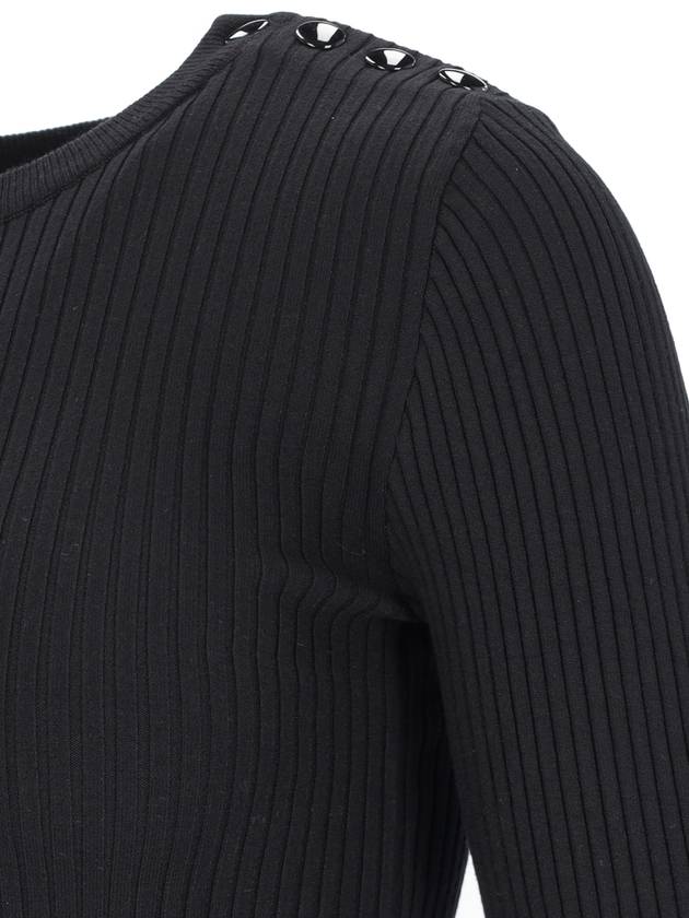 Shoulder Snap Rib Knit Top Black - COURREGES - BALAAN 4