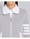 Women's Seersucker Loopback 4-Bar Zip-Up Jacket Light Gray - THOM BROWNE - BALAAN 6